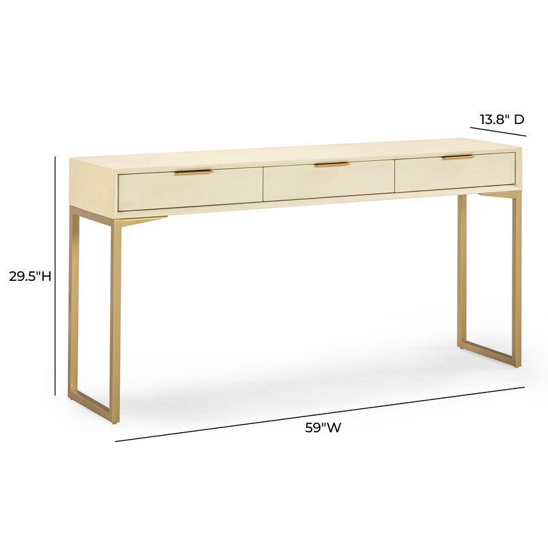 Pesce Cream Shagreen Console Table image number 7