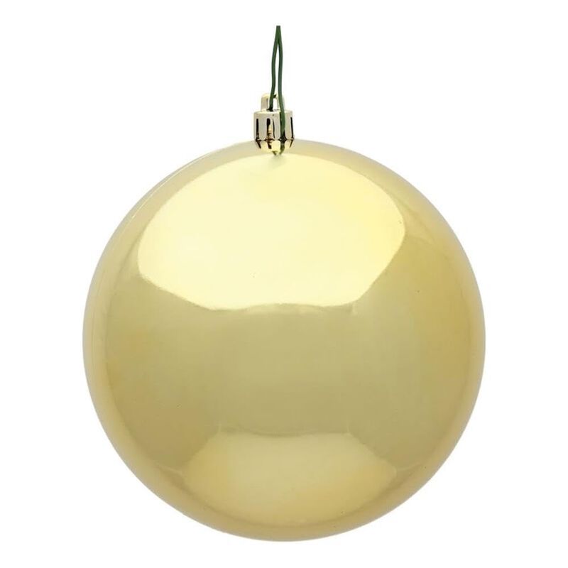 Vickerman 10" Shiny Finish Shatterproof Christmas Ball Ornament, UV Resistant with a Drilled Cap, Shiny Gold Finish - Easy to Hang - Reliable. image number 0