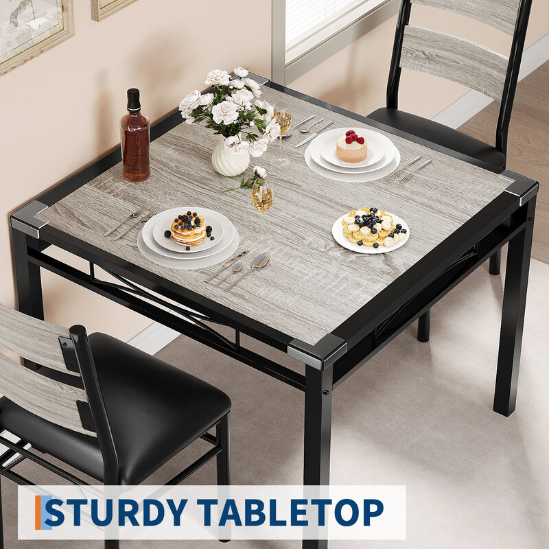 Space Saving 3-Piece Dining Table Set. Sturdy Wood Table & Padded Chairs with Corner Guards. Compact Design for Apartment Kitchen Breakfast Nook image number 2