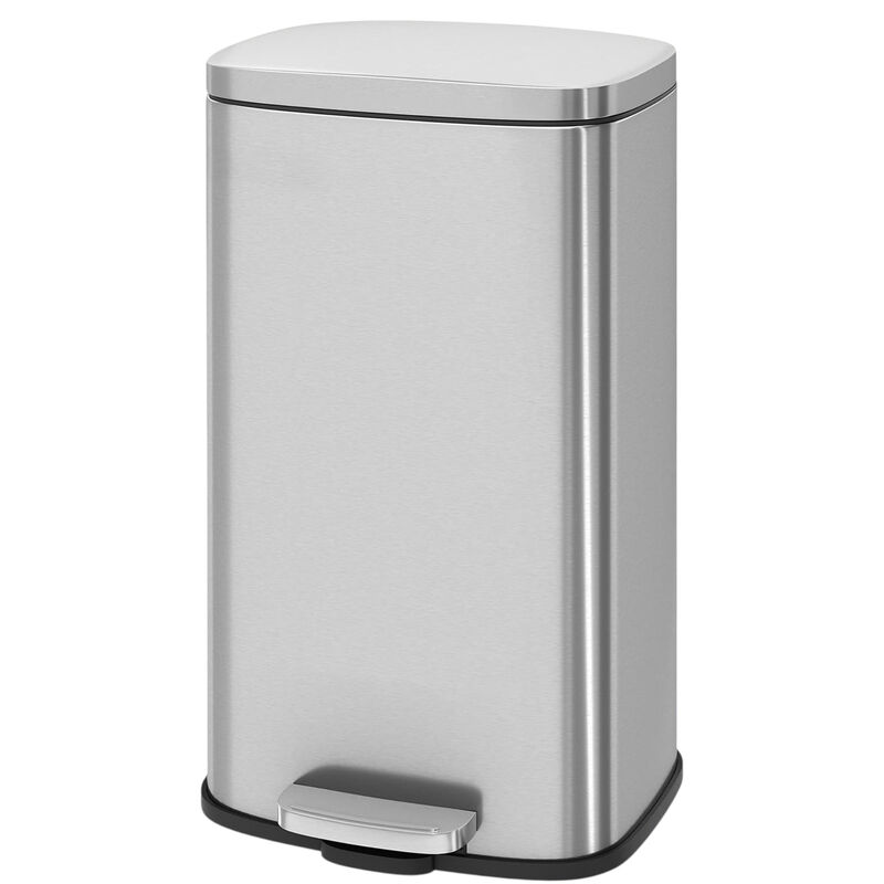 Kitchen Step Trash Can Stainless Steel with Foot Pedal Lid image number 0
