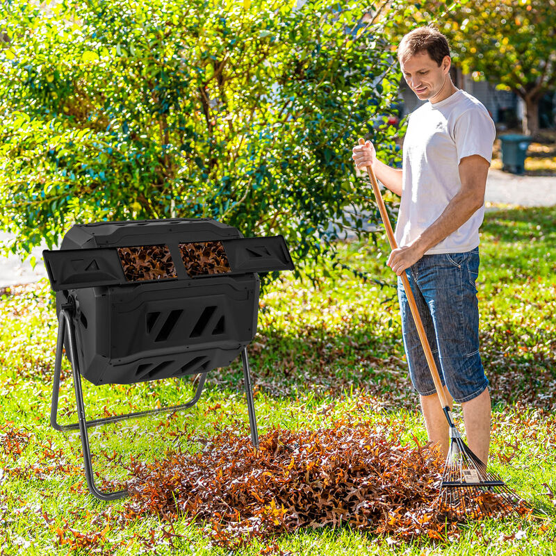 Rotatable Tumbling Composter with 2 Sliding Doors for Efficient Composting image number 2