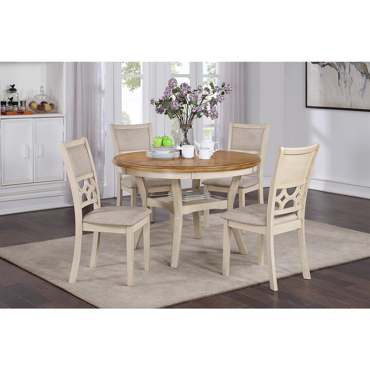 New Classic Furniture Furniture Mitchell Solid Wood 5Pc Dining Set in White/Brown Bisque