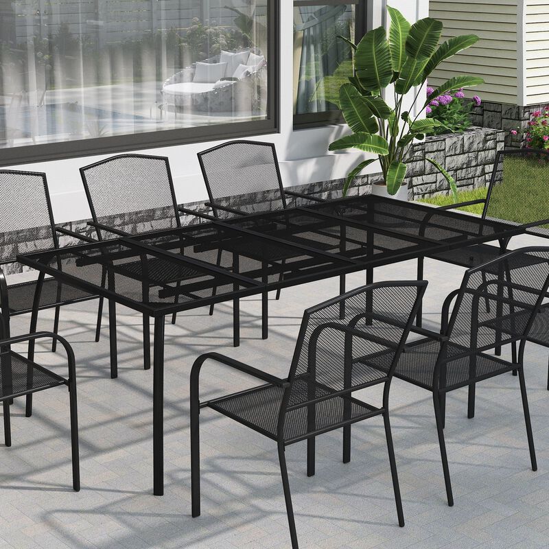 MONDAWE Steel Mesh Table Rectangle Extra Large Dining Table With Powder Coating