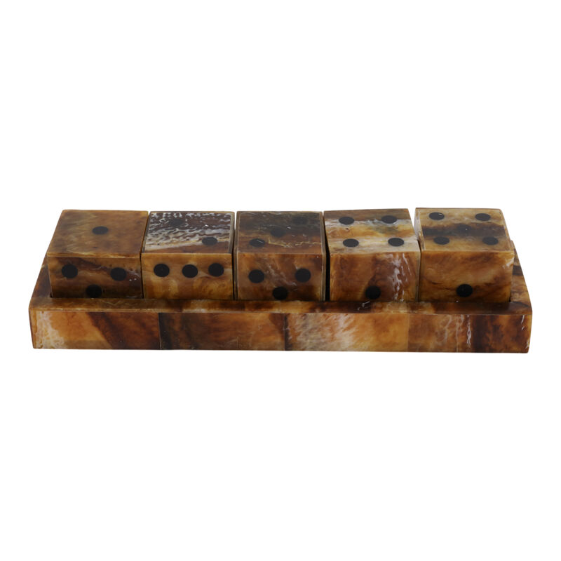 11x3" Tortoise Resin Dice Set, Brown image number 0