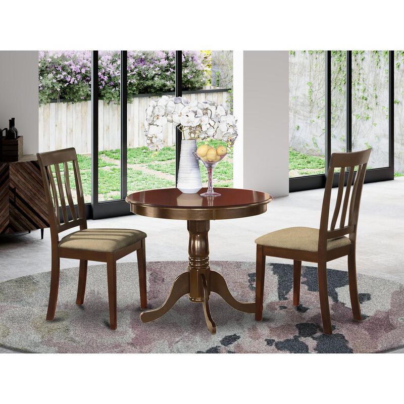 3 PC small Kitchen Table and Chairs set-round Table plus 2 Kitchen Dining Chairs