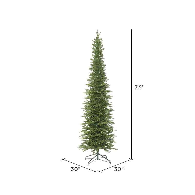 Vickerman 7.5' x 30" Bixley Pencil Fir Artificial Christmas Tree - Unlit Pencil Tree - 1983 PE Tips - Skinny Christmas Tree - Metal Tree Stand Included image number 3