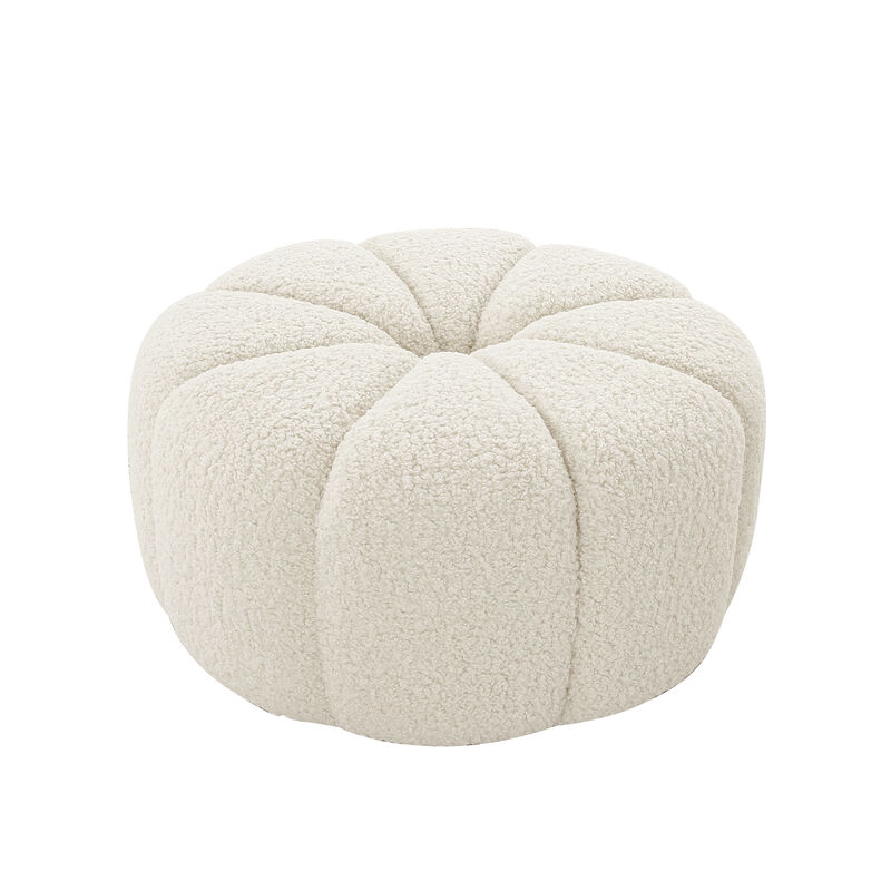 Pasargad Home Noho Pompeii Boucle Ottoman, Cream