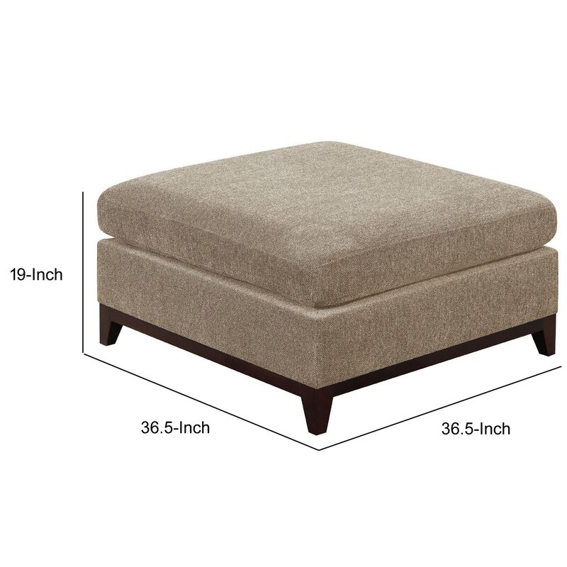 Fabric Cocktail Ottoman with Chamfered Feet, Gray-Benzara