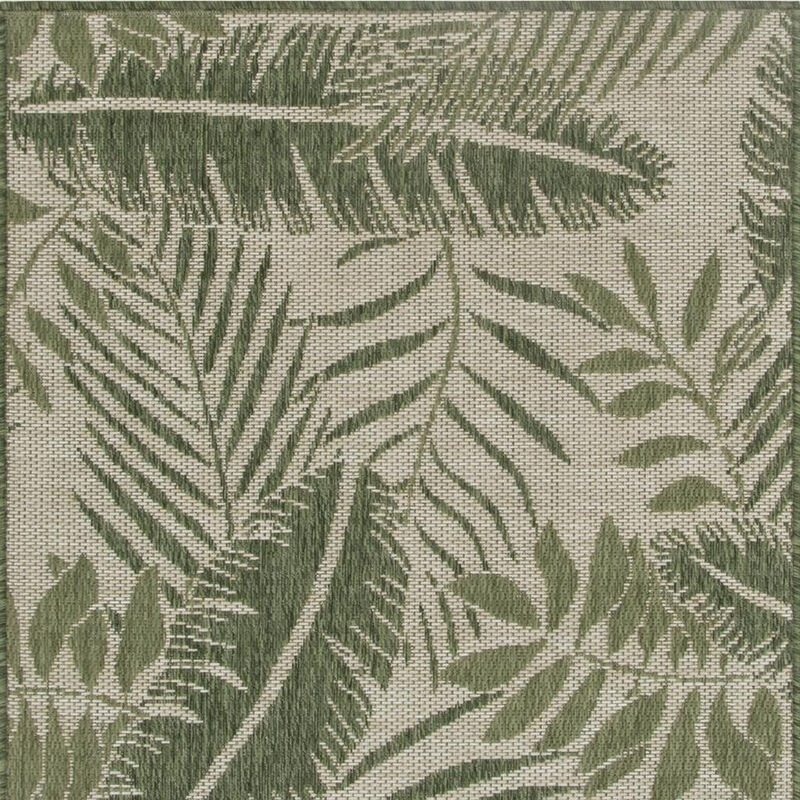 HomeRoots 3' X 5' Green And Ivory Palm Leaf Indoor Outdoor Area Rug image number 3
