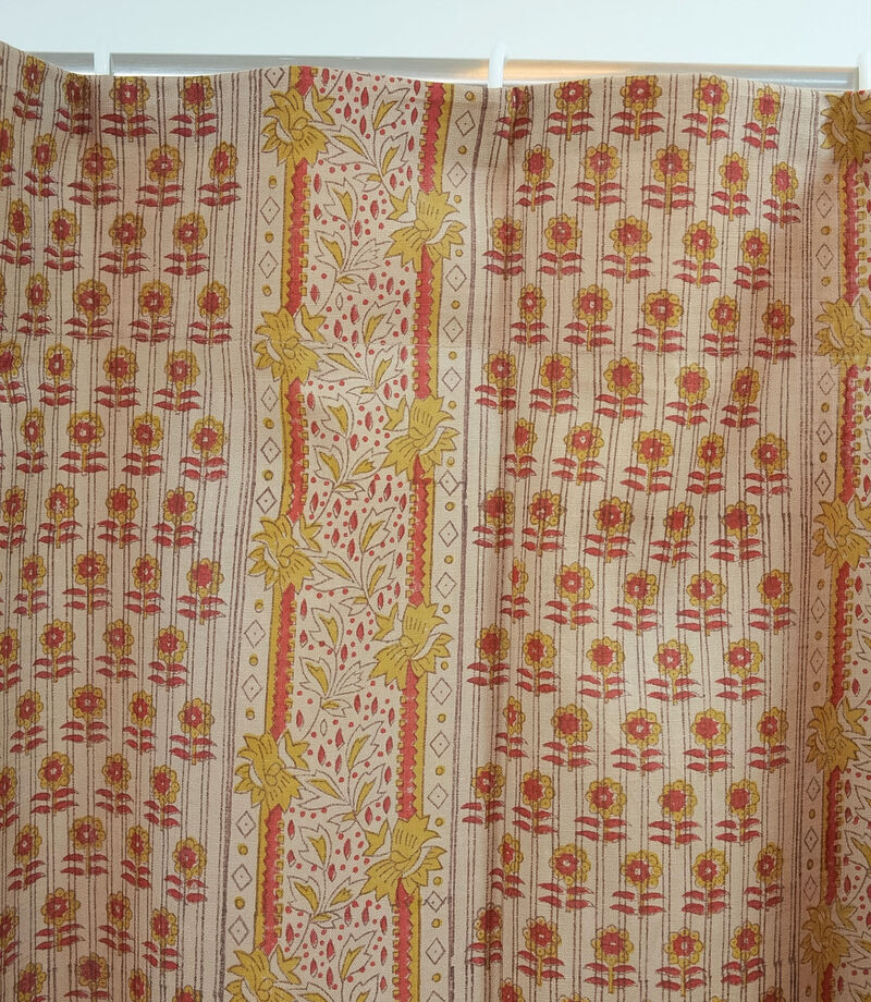 Fabdivine Handmade Block Print Floral 42x84 Inch Curtain Soft Semi Sheer Linen Farmhouse Window Drape, Anamika image number 3