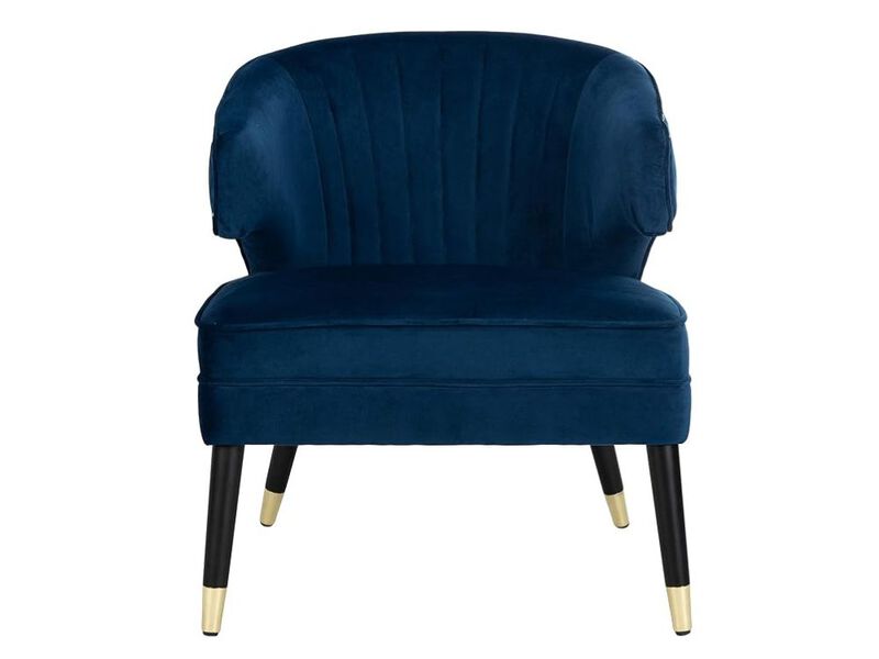 Accent Chair &ndash; Stazia Retro Glam Navy Velvet Wingback Armchair with Black Frame image number 0