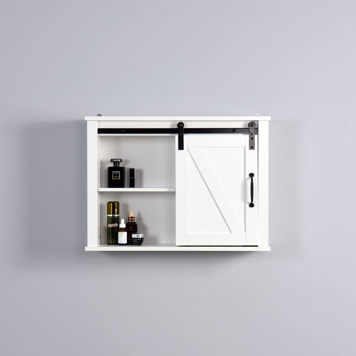 Hivvago Barn Door Bathroom Wall Mounted Cabinet with Adjustable Shelves
