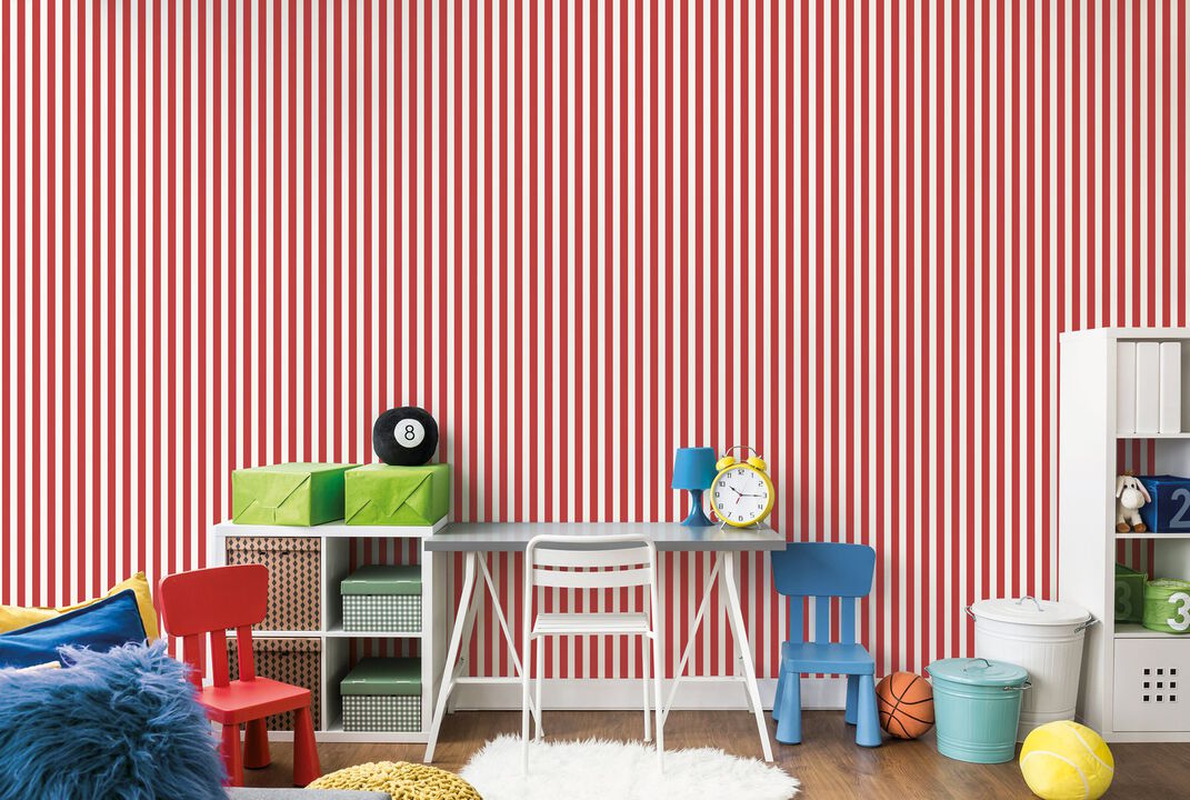 Tiny Tots 2 Regency Stripe Red Wallpaper G78404