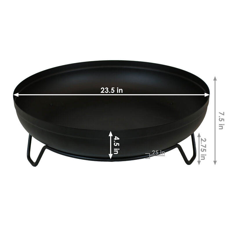 Sunnydaze 23 in Steel Wood-Burning Fire Pit Bowl with Stand - Black