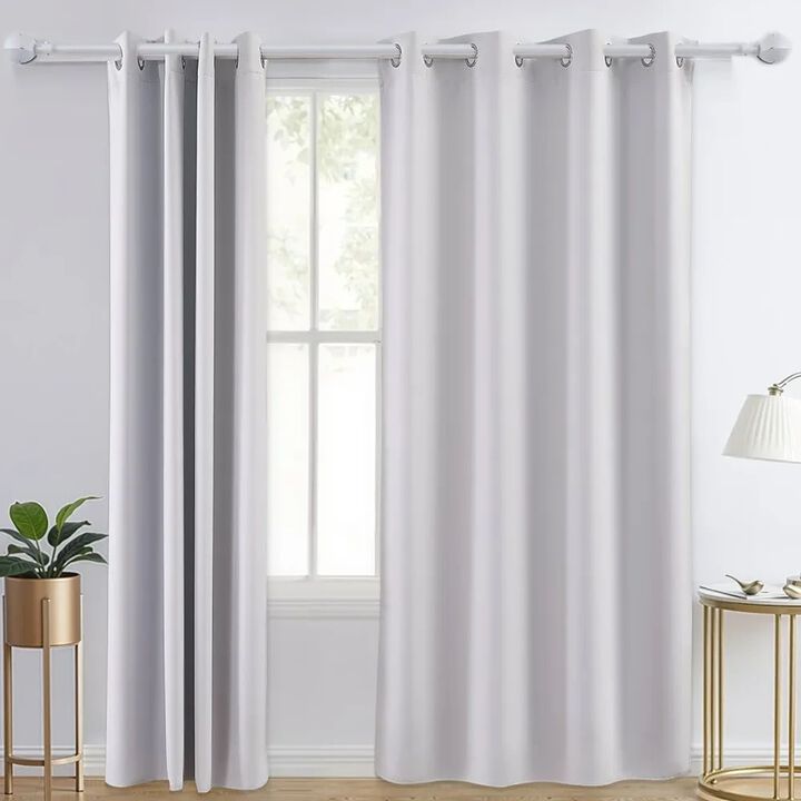 Blackout Curtains 2 Panels White Room Darkening Grommet Drapes