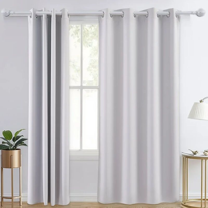 Blackout Curtains 2 Panels White Room Darkening Grommet Drapes image number 1