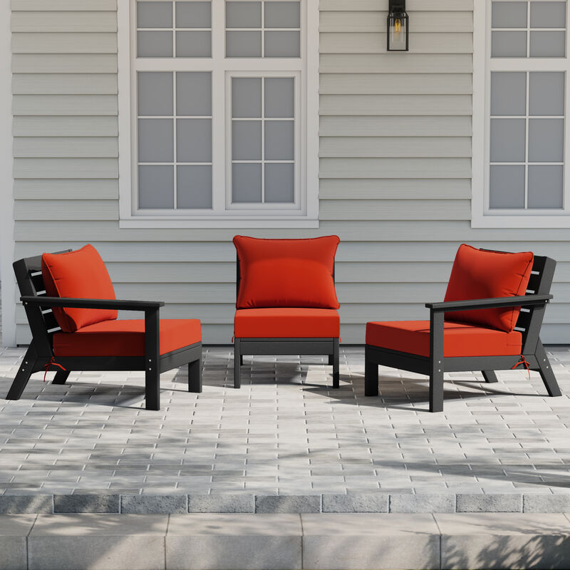 WestinTrends Outdoor Patio HDPE Sectional Sofa with Patio Cushions