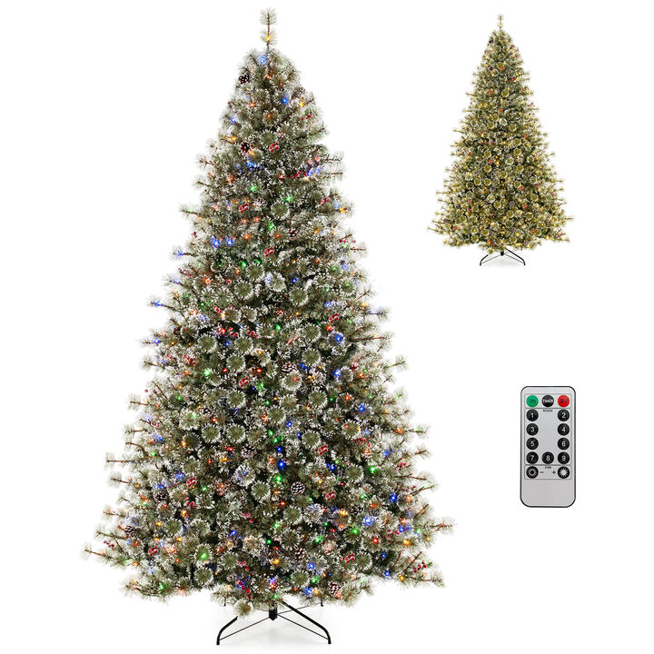 Artificial Christmas Tree Pre-Lit Hinged Holiday Tree with 360° Quick Power Connector
