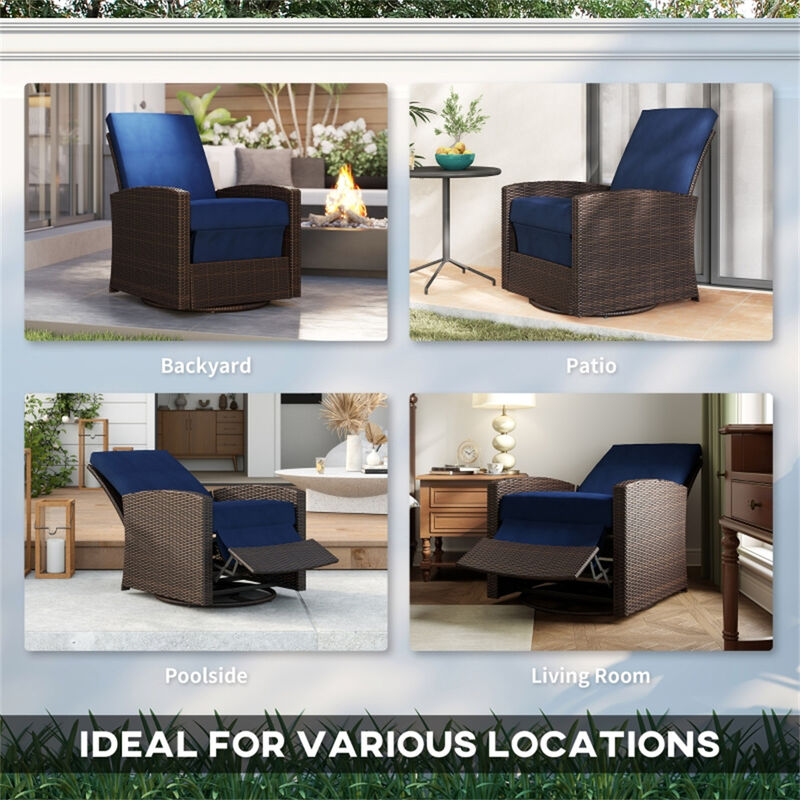 Outdoor Adjustable Reclining Chair with 360-degree Swiveling Base and Ergonomic Support image number 6