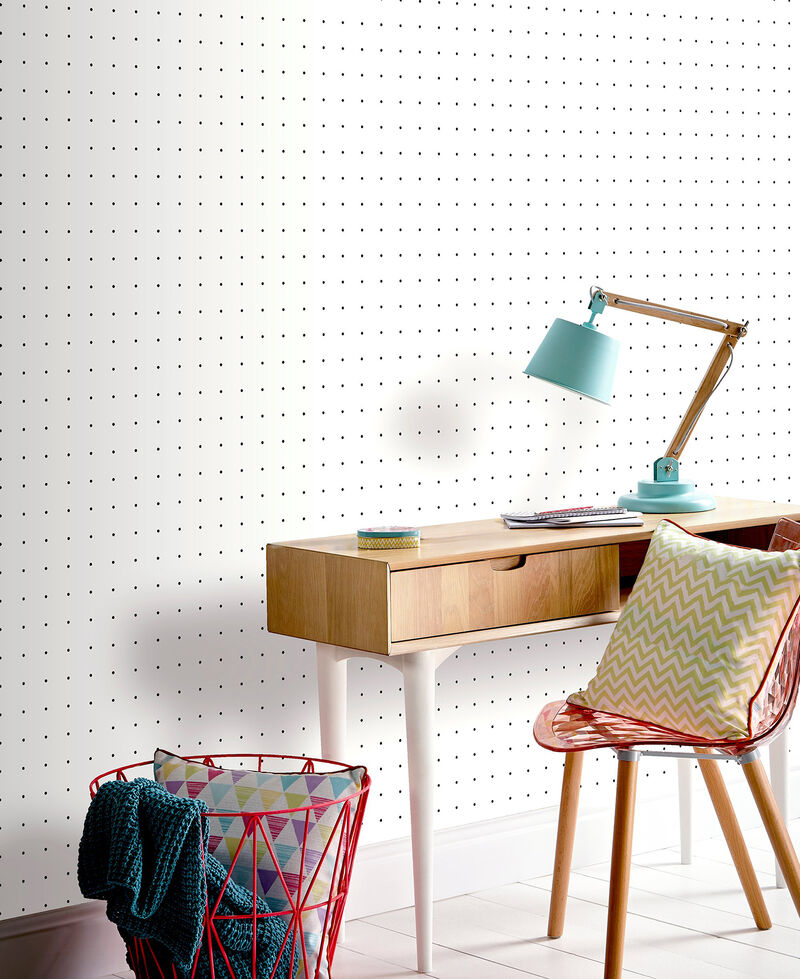Terrence White Dotted Grid Wallpaper image number 2