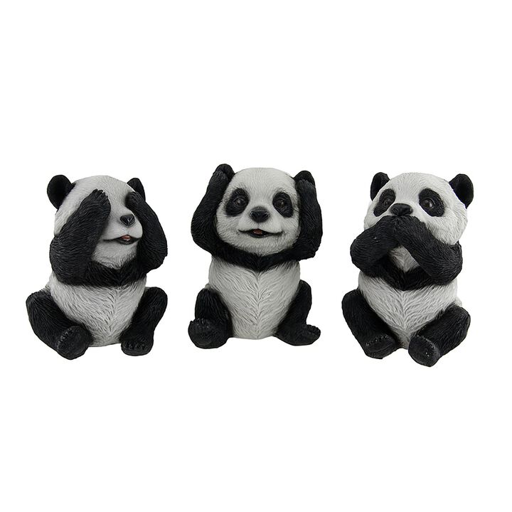 3 Piece See Hear Speak No Evil Sitting Baby Panda Bear Set