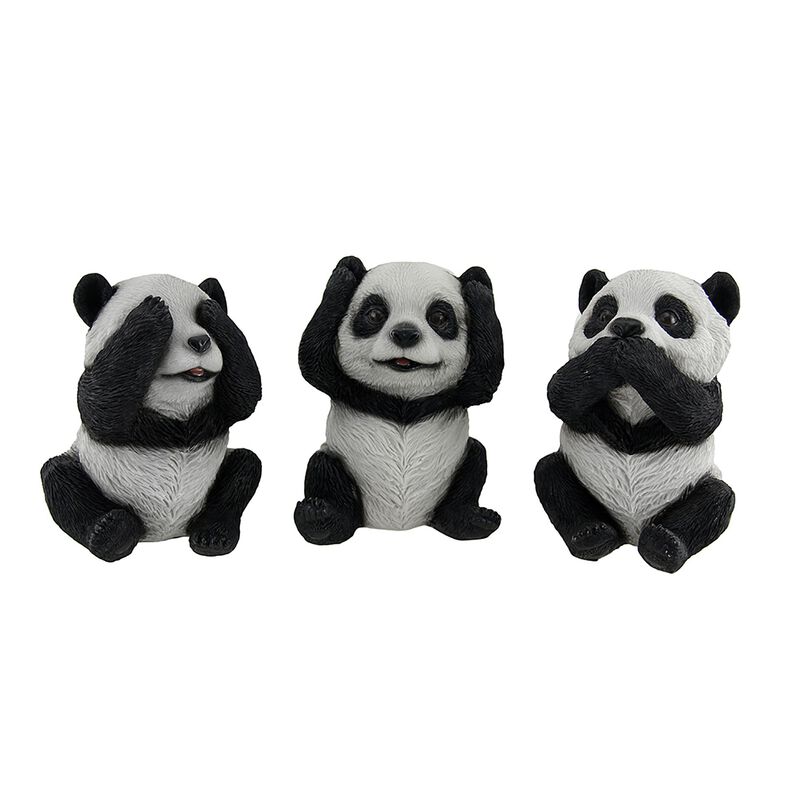 3 Piece See Hear Speak No Evil Sitting Baby Panda Bear Set image number 0