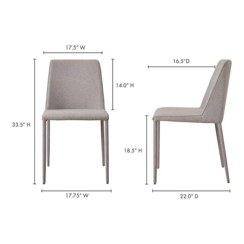 Moe’s Nora Fabric Dining Chair Light Grey - Set Of Two