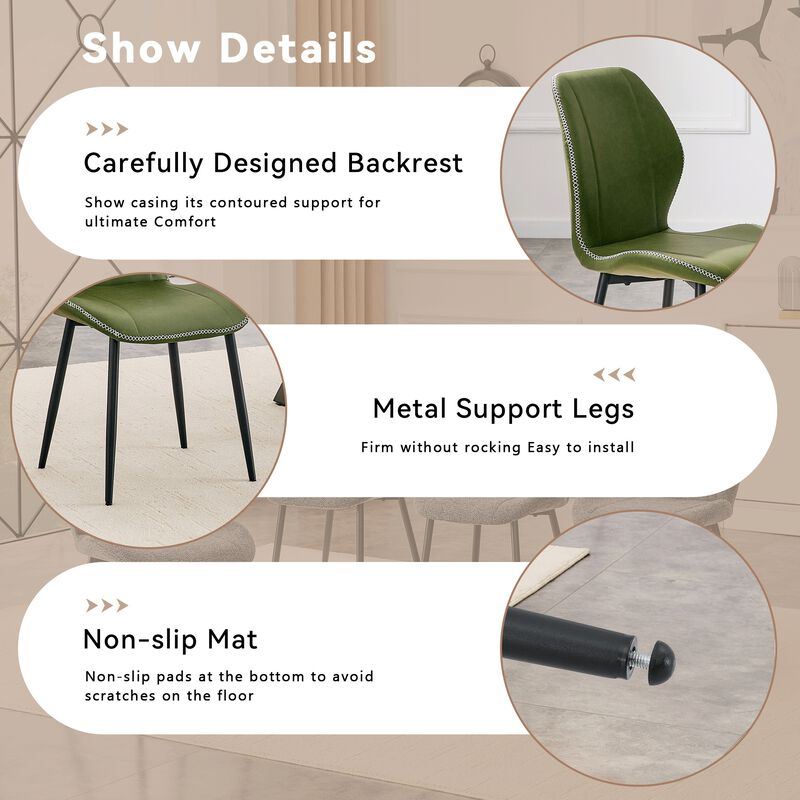 Whisen 4-Pack PU Leather Dining Chairs with Adjustable Feet, Metal Frame, Light Luxury Upholstered Chairs for Dining Room, Office, Study image number 6
