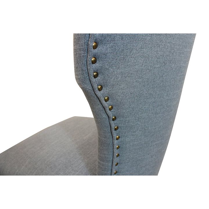 Jill Linen Fabric Side Chair Denim with Natural Legs - Set of 2