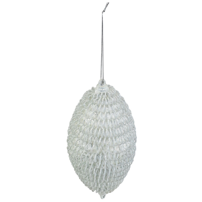 5.5" White Glitter Spiral Coiled Wire Finial Christmas Ornament image number 3