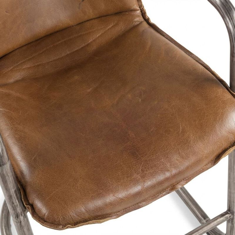 Starlight Canyon Home Leather Upholstered Counter Stool with Footrest, Bar Chair, Brushed Nickel image number 6