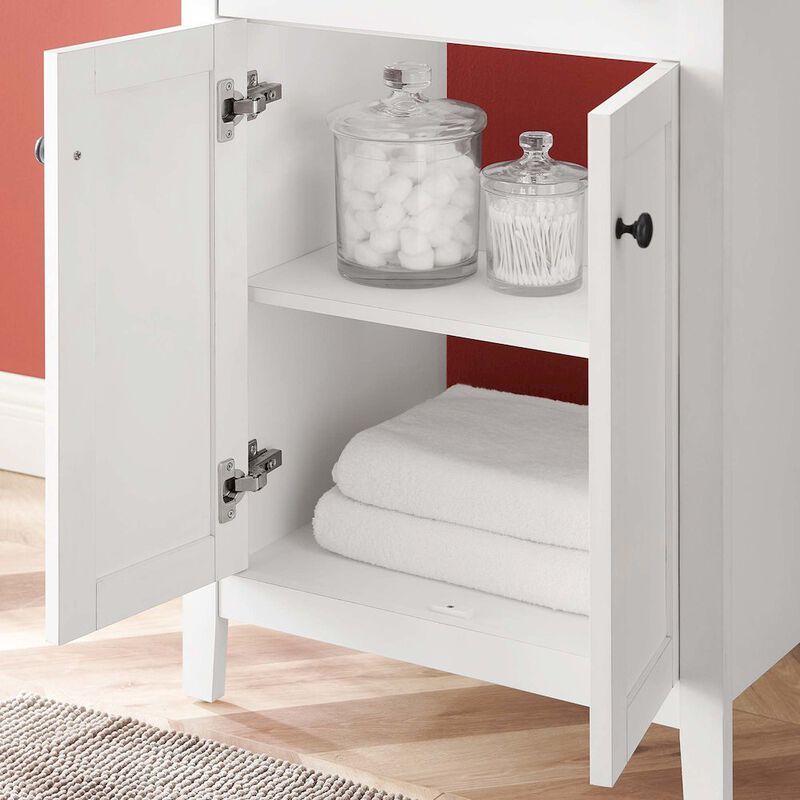 Modway Nantucket Bathroom Vanity Cabinet, 24" with Black Sink, White image number 9