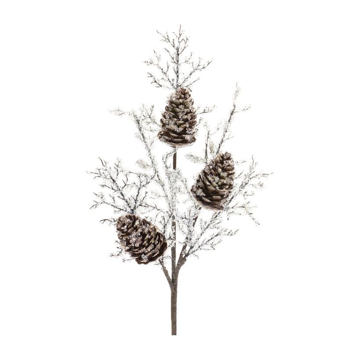 2-Piece Iced Pinecone Twig Branch Set for Christmas and Seasonal Arrangements