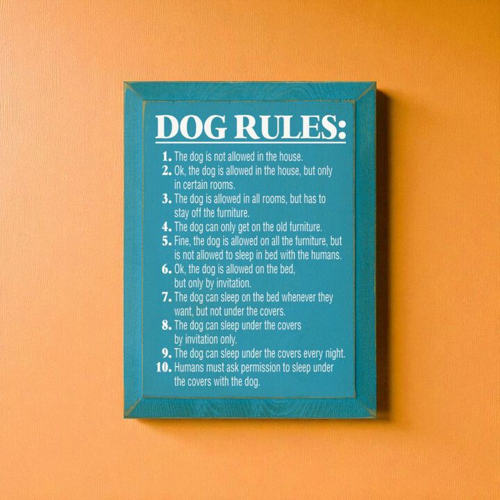 Funny Pet Rules Wood Sign Dog Lover Rustic Farmhouse Wall Hanging Decor
