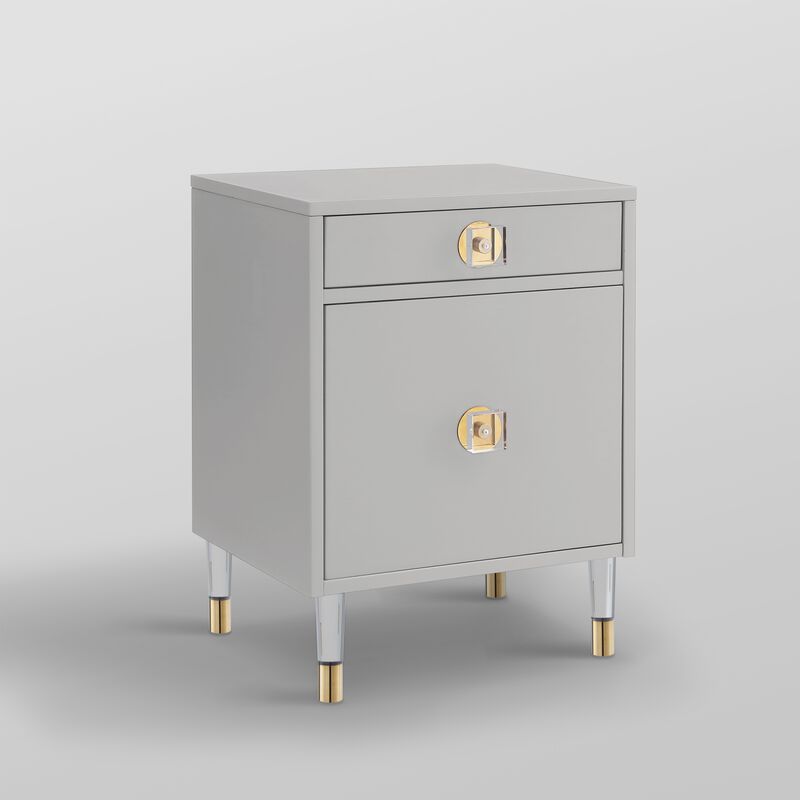 Nicole Miller Nadeen 1 Drawer 1 Door High Gloss Finish Acrylic Knob and Leg Side Table image number 6