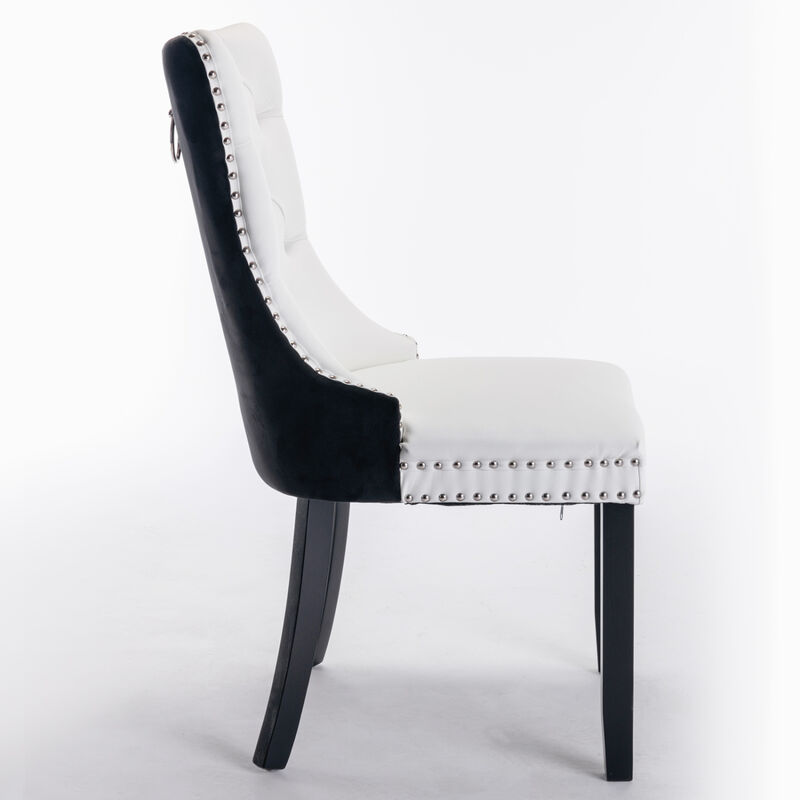 Streamdale Contemporary PU & Velvet Dining Chair Set image number 3