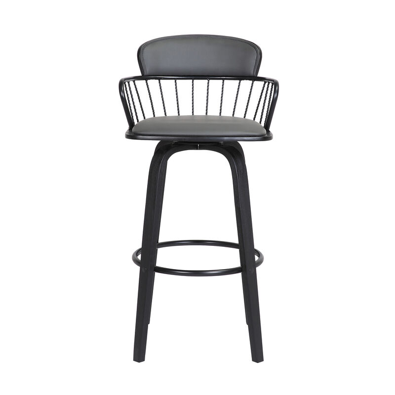 HomeRoots 30" Faux Leather Bar Stool with Square Seat and Wood Base image number 0