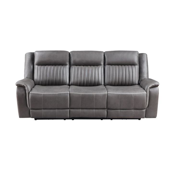 Viann Manual Reclining Sofa, Gray Polyester, Pillow Top Arms, 85 Inch