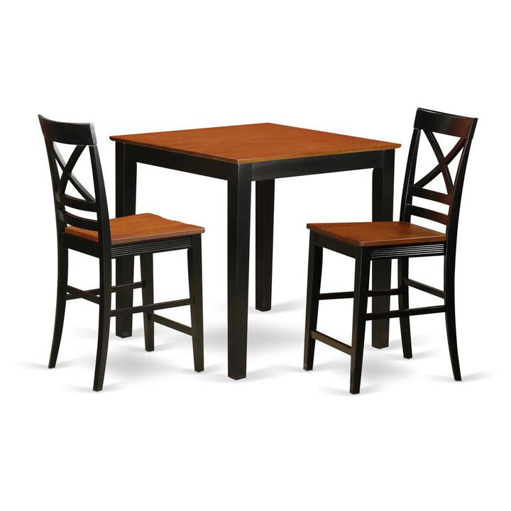 3 PC pub Table set - Kitchen dinette Table and 2 counter height Dining chair.