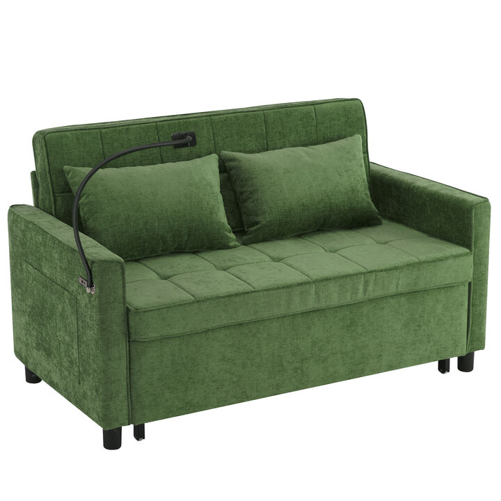 Whisen Pull-out  Loveseats, Reversible Backrest Cushion, Side Pockets, 2 USB Ports, Phone Holder