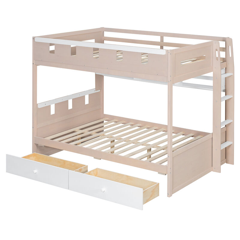 Merax Castle Style Loft Bed with LED Nightlight, Storage Shelves & Under-Bed Drawers image number 0