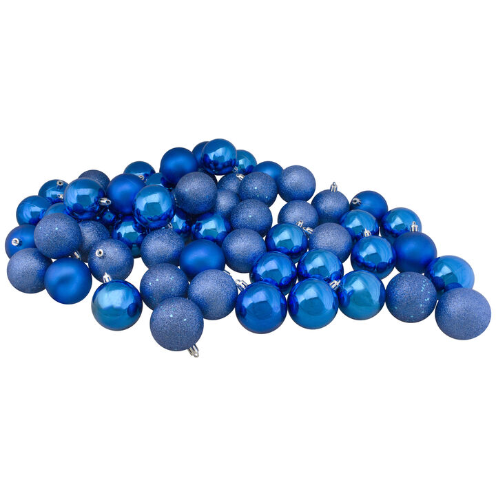 60ct Lavish Blue Shatterproof 4-Finish Christmas Ball Ornaments 2.5" (60mm)