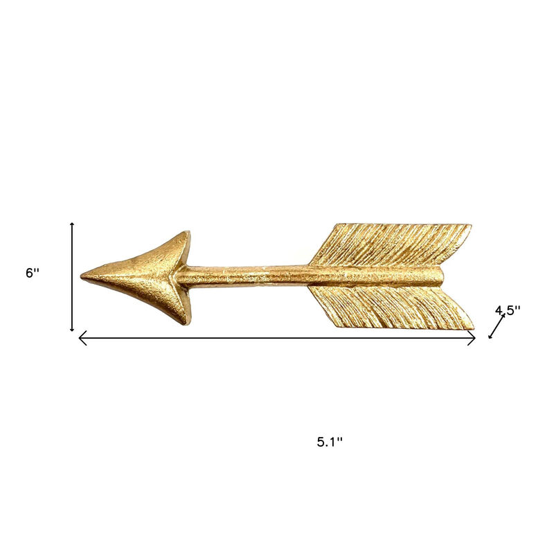 HomeRoots Set of Six Brass Cast Aluminum Arrow Drawer Pull Knobs image number 6