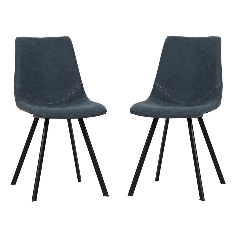 LeisureMod Markley Modern Leather Dining Chair With Metal Legs - Set of 2