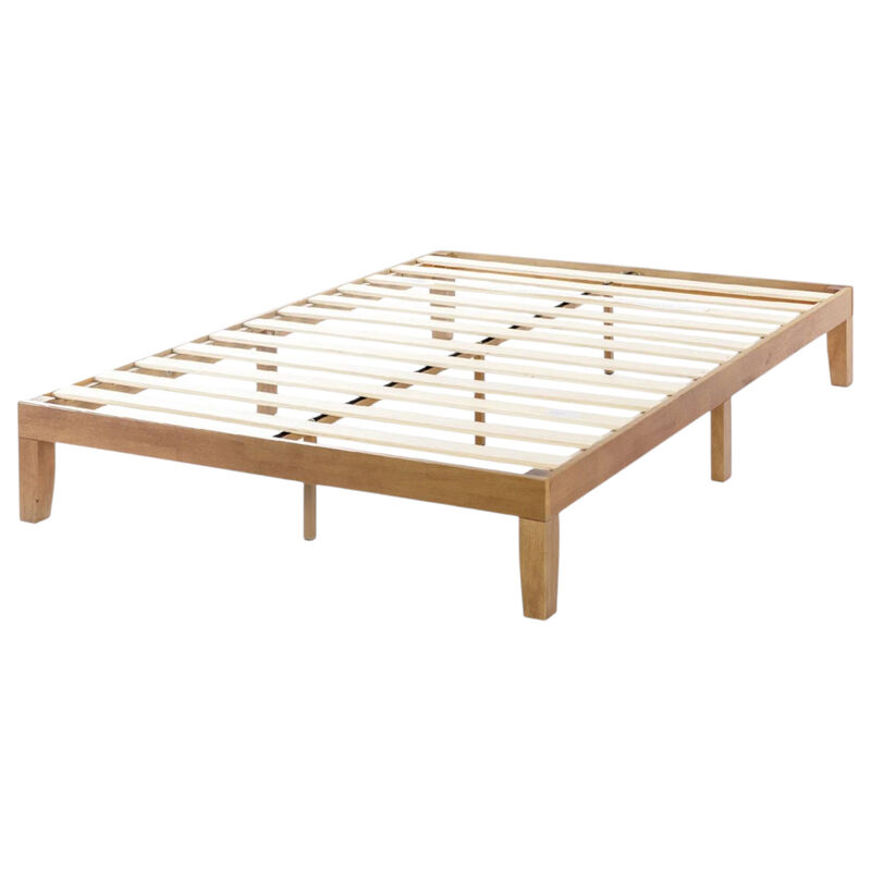 Solid Wood Platform Bed Frame in Wooden Finish for Bedroom Decor