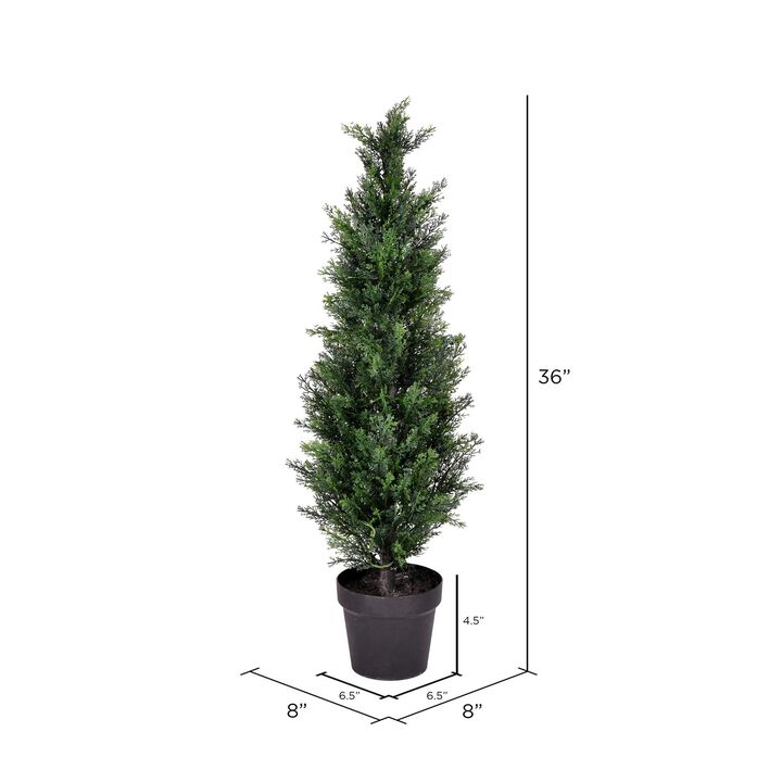 Vickerman 3' Everyday Artificial Cedar Tree - Potted Natural Green Cedar - UV Resistant Indoor Outdoor Home Office Patio Front Door Faux Decor - Reliable and Durable