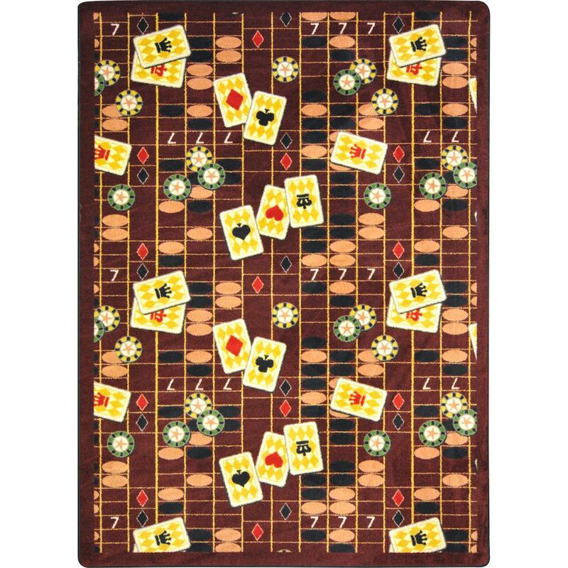 Joy Carpets Games People Play Feeling Lucky 7'8 x 10'9 Area Rug in Color Rust