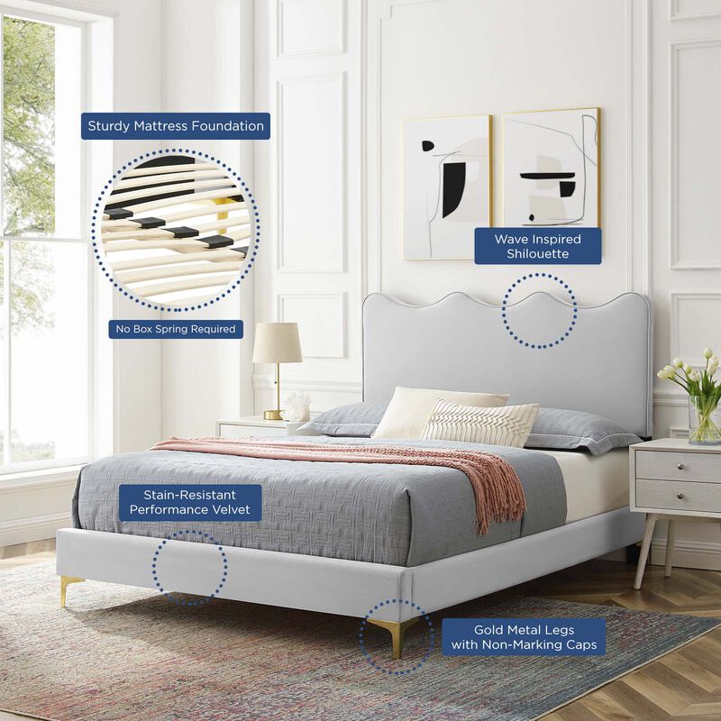 Modway - Current Performance Velvet Twin Platform Bed image number 9