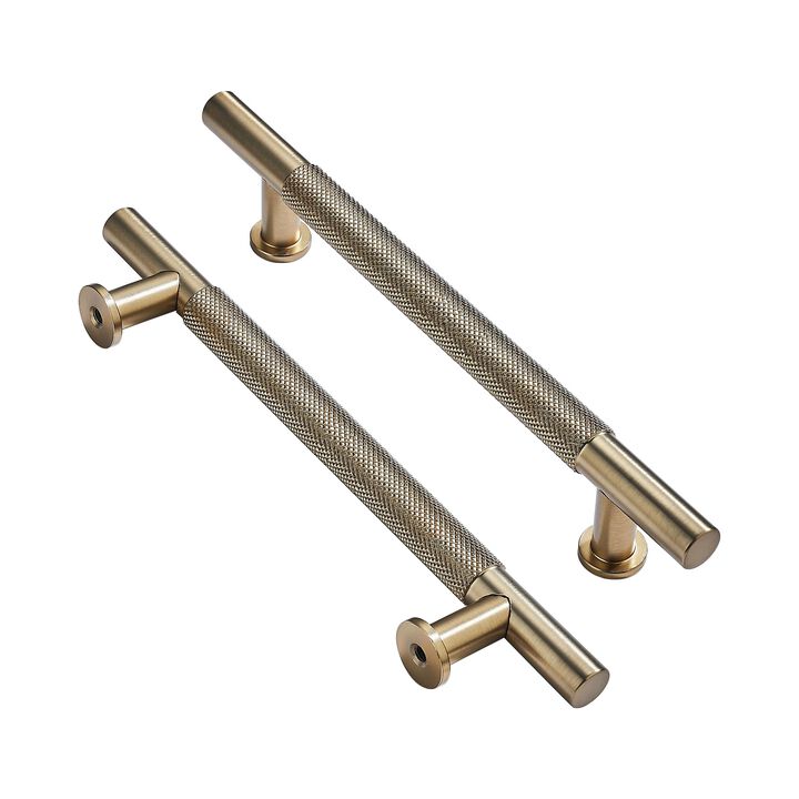 khtumeware 10 Pack 8 Inch(203mm) Drawer Handles Knurled Brushed Brass Cabinet Pulls Drawer Pulls Kitchen Hardware Kitchen Handle