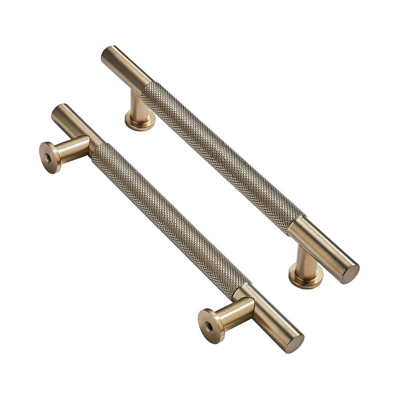khtumeware 10 Pack 8 Inch(203mm) Drawer Handles Knurled Brushed Brass Cabinet Pulls Drawer Pulls Kitchen Hardware Kitchen Handle